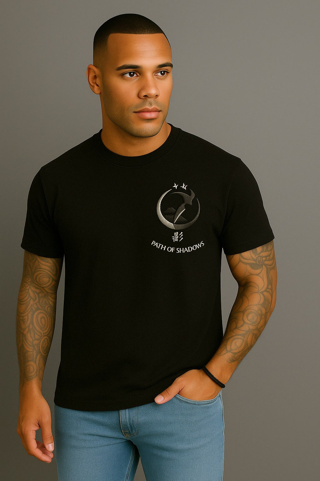 Shadow Path Embroidery Anime Tee